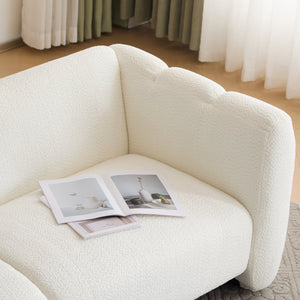 English Elm Tonson Wave Silhouette Boucle Three Seater Sofa Sculptural Modern Living Room Seating White N773IS00030CC