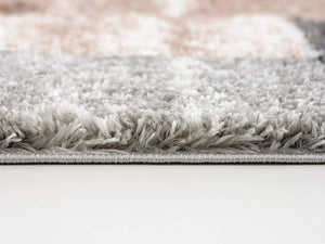 HomeRoots 5' Beige Modern Blocks Area Rug - Stylish Abstract Design, Plush Comfort for Any Room Décor 7' X 9' 392364