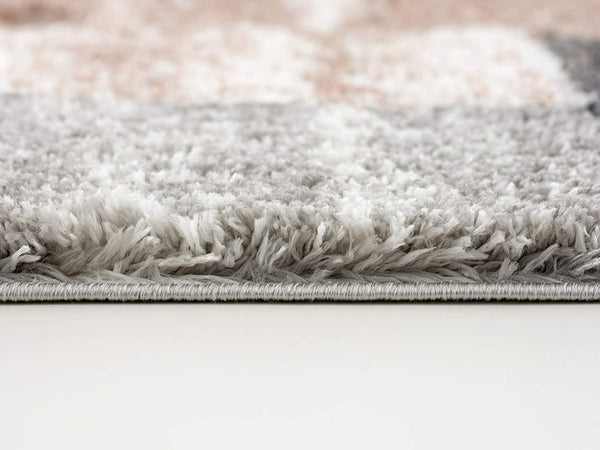 HomeRoots 5' Beige Modern Blocks Area Rug - Stylish Abstract Design, Plush Comfort for Any Room Décor 8' X 11' 392365