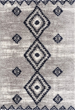 Homeroots 4' X 6' Gray And Navy Boho Chic Area Rug  Polyester 392372