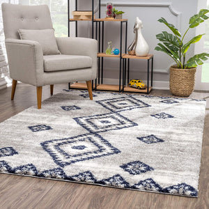 Homeroots 5' X 8' Gray And Navy Boho Chic Area Rug  Polyester 392373