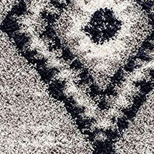 HomeRoots 5' Gray and Navy Boho Chic Area Rug - Plush, Cozy Design with Distressed Motifs for Modern Spaces 5' X 8' 392373