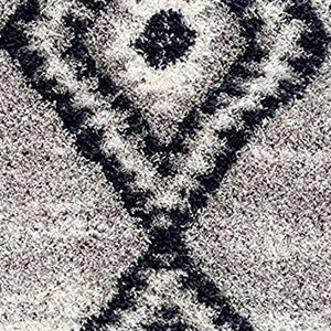 HomeRoots 5' Gray and Navy Boho Chic Area Rug - Plush, Cozy Design with Distressed Motifs for Modern Spaces 7' X 9' 392374