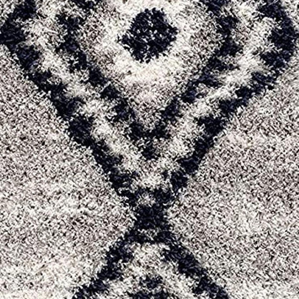 HomeRoots 5' Gray and Navy Boho Chic Area Rug - Plush, Cozy Design with Distressed Motifs for Modern Spaces 7' X 9' 392374