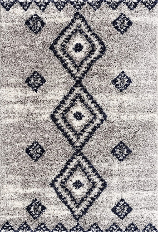 Homeroots 8' X 11' Gray And Navy Boho Chic Area Rug  Polyester 392375