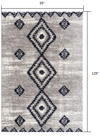Homeroots 8' X 11' Gray And Navy Boho Chic Area Rug  Polyester 392375