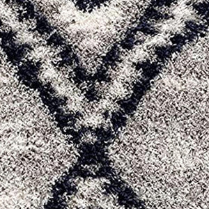 HomeRoots 5' Gray and Navy Boho Chic Area Rug - Plush, Cozy Design with Distressed Motifs for Modern Spaces 8' X 11' 392375