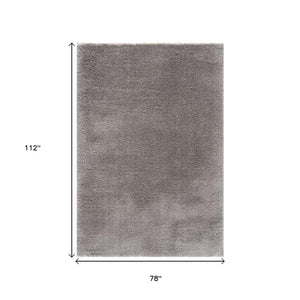 HomeRoots 5' Gray Modern Solid Shag Area Rug - Plush, Durable, and Stain-Resistant for Cozy Living Spaces 7' X 9' 392379