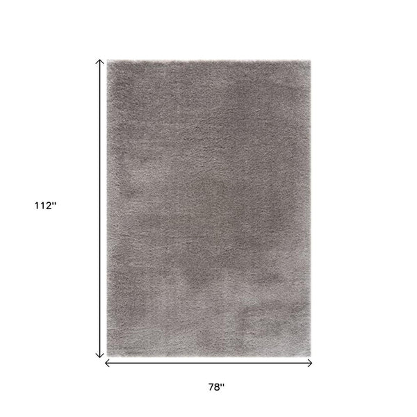 HomeRoots 5' Gray Modern Solid Shag Area Rug - Plush, Durable, and Stain-Resistant for Cozy Living Spaces 7' X 9' 392379