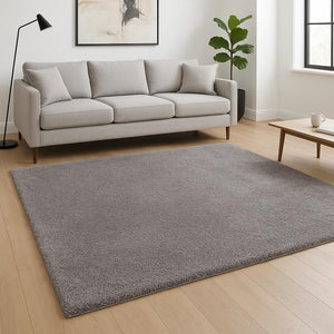 HomeRoots 5' Gray Modern Solid Shag Area Rug - Plush, Durable, and Stain-Resistant for Cozy Living Spaces 8' X 11' 392380