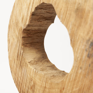 Homeroots 19" Brown And Black Wood Log Cross Section Tabletop Sculpture  Wood,Metal 392397