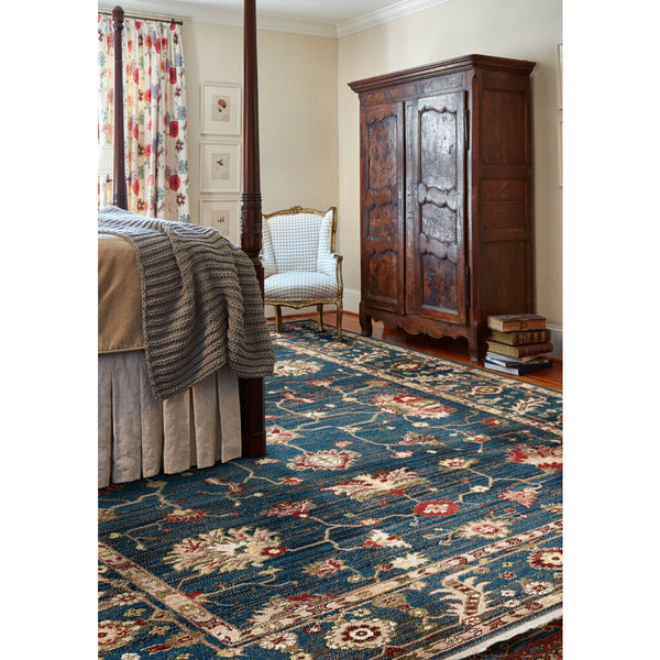 Capel Rugs Landis-keshan Vintage-modern Area Rug Collection - Distressed Design For Timeless Elegance Cerulean Blue, Multi,Colored 100% Olefin 3924rs03030410467