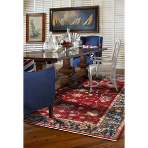 Capel Rugs Landis-keshan Vintage-modern Area Rug Collection - Distressed Design For Timeless Elegance Crimson Navy, Blue 100% Olefin 3924rs08001000560