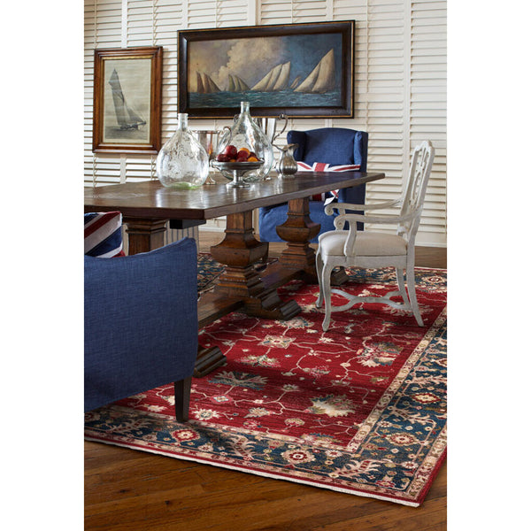 Capel Rugs Landis-keshan Vintage-modern Area Rug Collection - Distressed Design For Timeless Elegance Crimson Navy, Blue 100% Olefin 3924rs08001000560