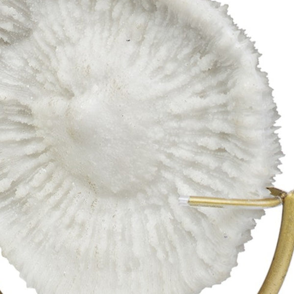 Homeroots 15" Gold And White Metal And Resin Tabletop Sculpture  Metal,Resin 392401