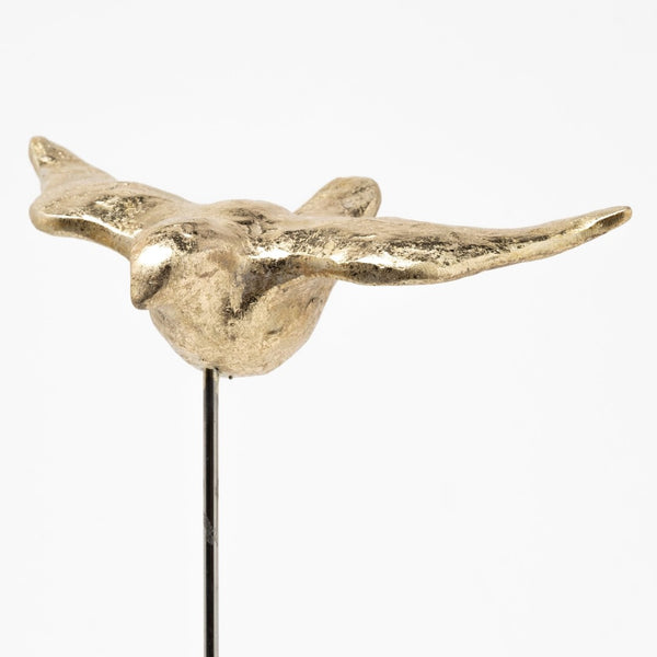 HomeRoots Set of Three Gold Bird Sculptures - Modern Elegance with Marble Bases for Chic Home Décor Accents 392411