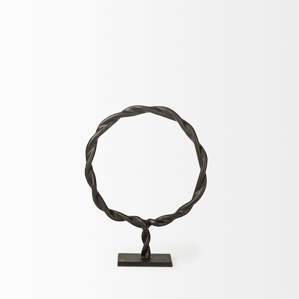 Homeroots Petite Black Metal Braided Sculpture  Metal 392412