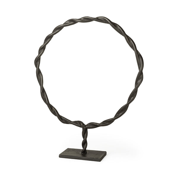 Homeroots Black Metal Braided Sculpture  Metal 392413