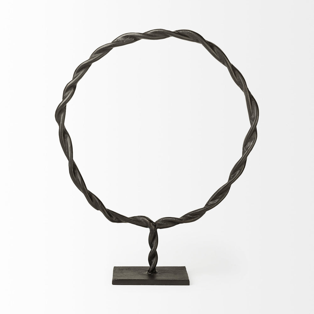 Homeroots Black Metal Braided Sculpture  Metal 392413