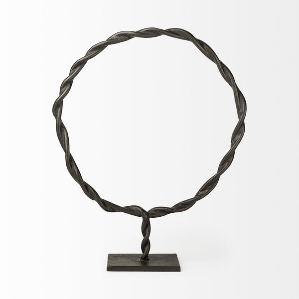 Homeroots Black Metal Braided Sculpture  Metal 392413