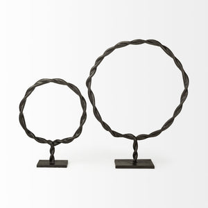 Homeroots Black Metal Braided Sculpture  Metal 392413