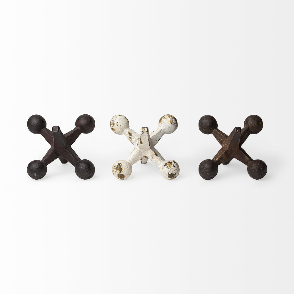 Homeroots Set Of Three Iron Jack Sculptures  Glass 392418