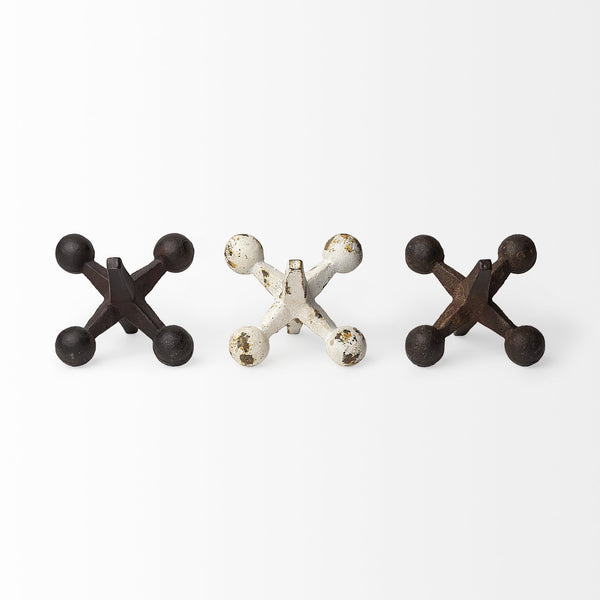 Homeroots Set Of Three Iron Jack Sculptures  Glass 392418