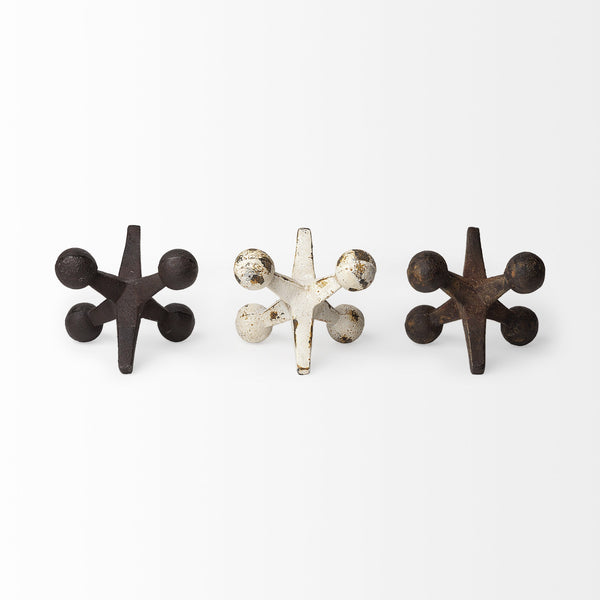 Homeroots Set Of Three Iron Jack Sculptures  Glass 392418