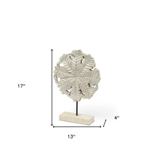 Homeroots Petite Wood And Metal Floral Decor Piece  Manufactured Wood 392424