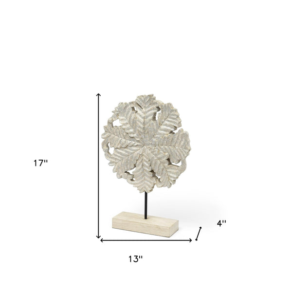 Homeroots Petite Wood And Metal Floral Decor Piece  Manufactured Wood 392424