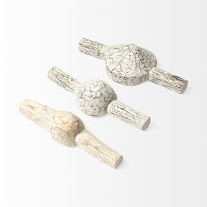 Homeroots Set Of Three 3" White Solid Wood Tabletop Sculpture  Solid Wood 392428