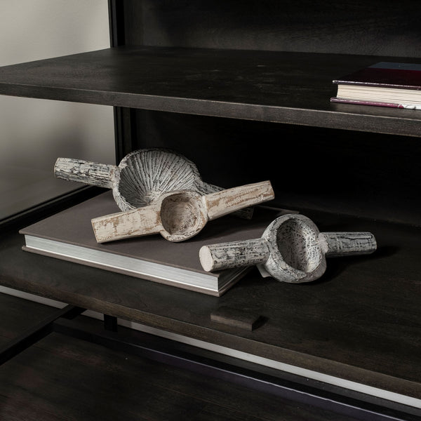 Homeroots Set Of Three 3" White Solid Wood Tabletop Sculpture  Solid Wood 392428