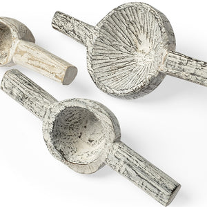 Homeroots Set Of Three 3" White Solid Wood Tabletop Sculpture  Solid Wood 392428