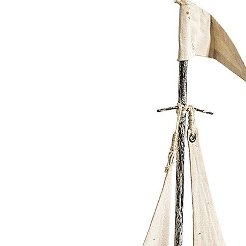 Homeroots Petite Wooden Sailboat Decor Piece  Metal 392431