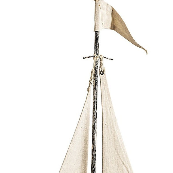 Homeroots Petite Wooden Sailboat Decor Piece  Metal 392431