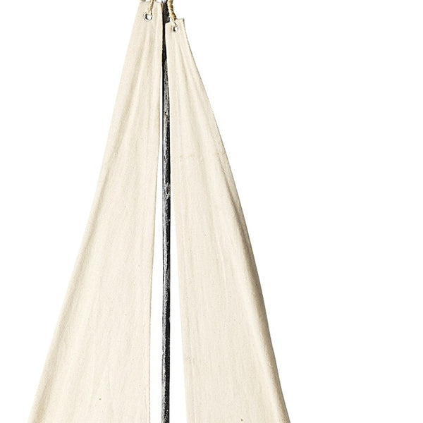 Homeroots 32" Brown Wood And Fabric Sailboat Tabletop Sculpture  Wood,Fabric 392432