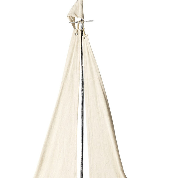 Homeroots 32" Brown Wood And Fabric Sailboat Tabletop Sculpture  Wood,Fabric 392432