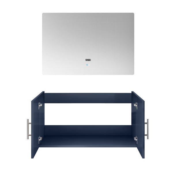 English Elm Navy Blue Bath Vanity Set With 36" Led Mirror - Modern Style, Ample Storage & Easy Installation! B2731S00534