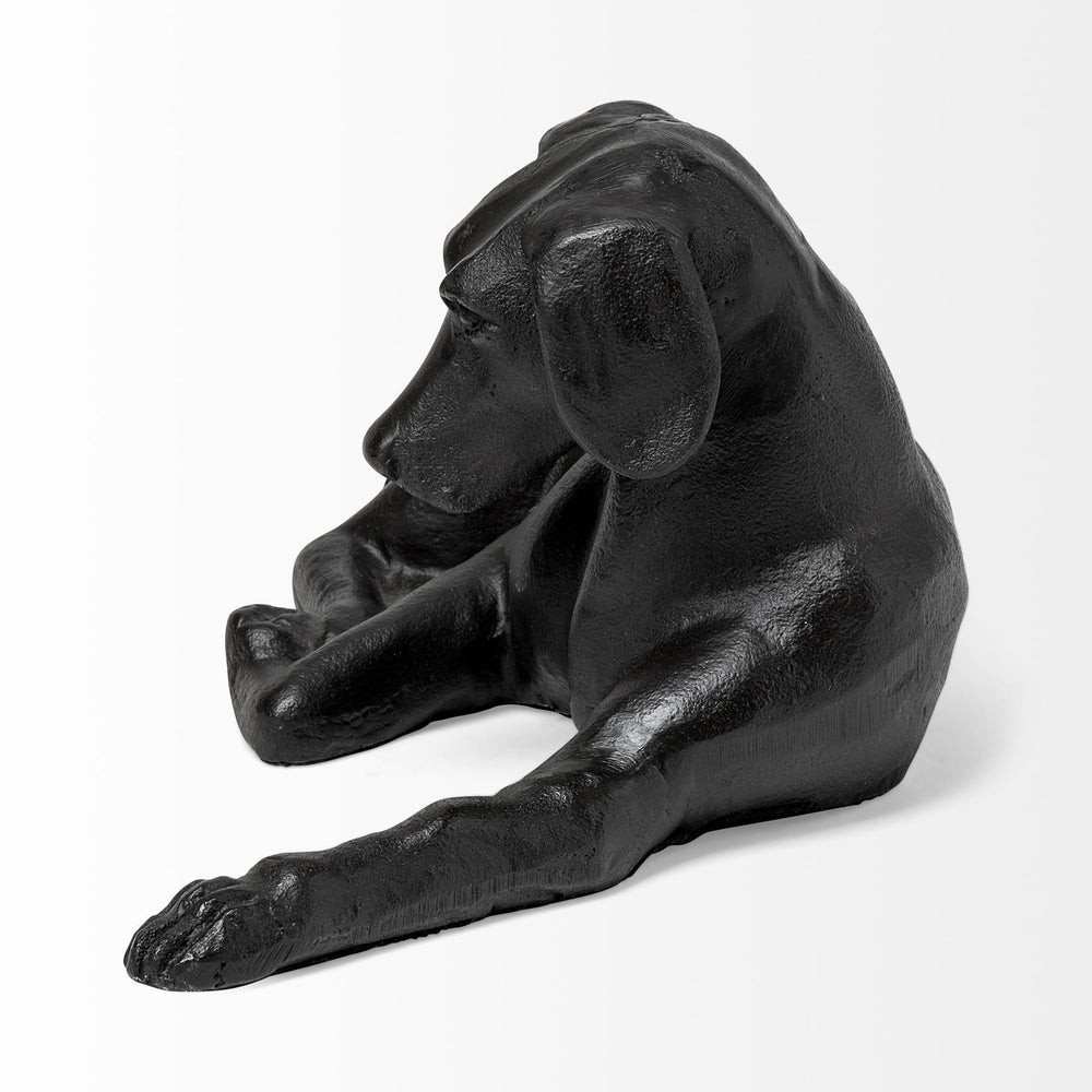 Homeroots Black Metal Labrador Dog Sculpture  Polyresin 392436