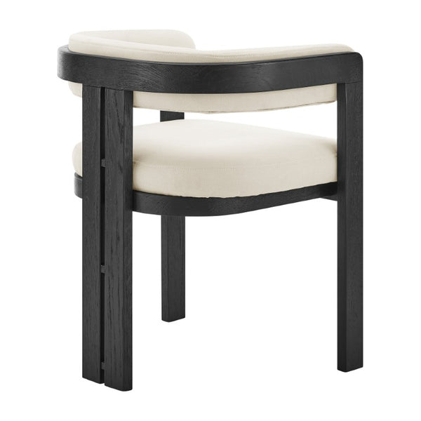 EuroStyle Blixa Solid Oak Accent Chair with Beige Upholstery for Modern Living Spaces Black/Beige 39244-BLK