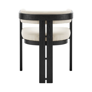 EuroStyle Blixa Solid Oak Accent Chair with Beige Upholstery for Modern Living Spaces Black/Beige 39244-BLK