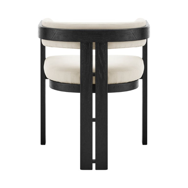 EuroStyle Blixa Solid Oak Accent Chair with Beige Upholstery for Modern Living Spaces Black/Beige 39244-BLK