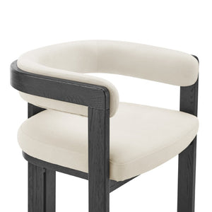 EuroStyle Blixa Solid Oak Accent Chair with Beige Upholstery for Modern Living Spaces Black/Beige 39244-BLK