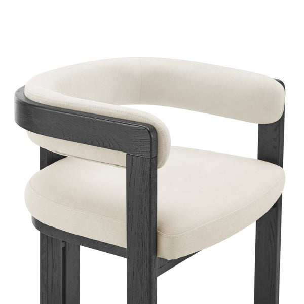 EuroStyle Blixa Solid Oak Accent Chair with Beige Upholstery for Modern Living Spaces Black/Beige 39244-BLK