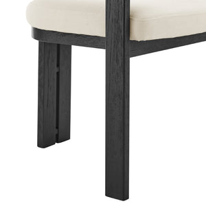 EuroStyle Blixa Solid Oak Accent Chair with Beige Upholstery for Modern Living Spaces Black/Beige 39244-BLK