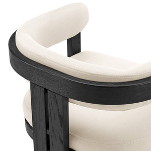 EuroStyle Blixa Solid Oak Accent Chair with Beige Upholstery for Modern Living Spaces Black/Beige 39244-BLK