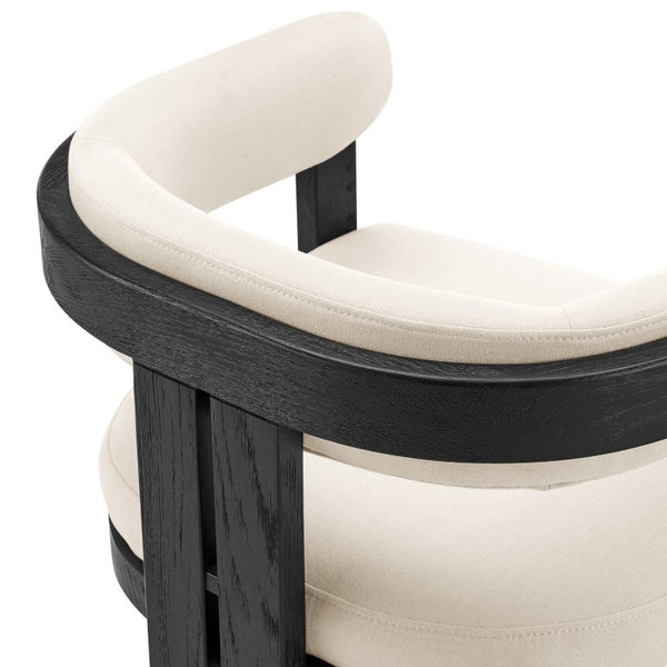 EuroStyle Blixa Solid Oak Accent Chair with Beige Upholstery for Modern Living Spaces Black/Beige 39244-BLK