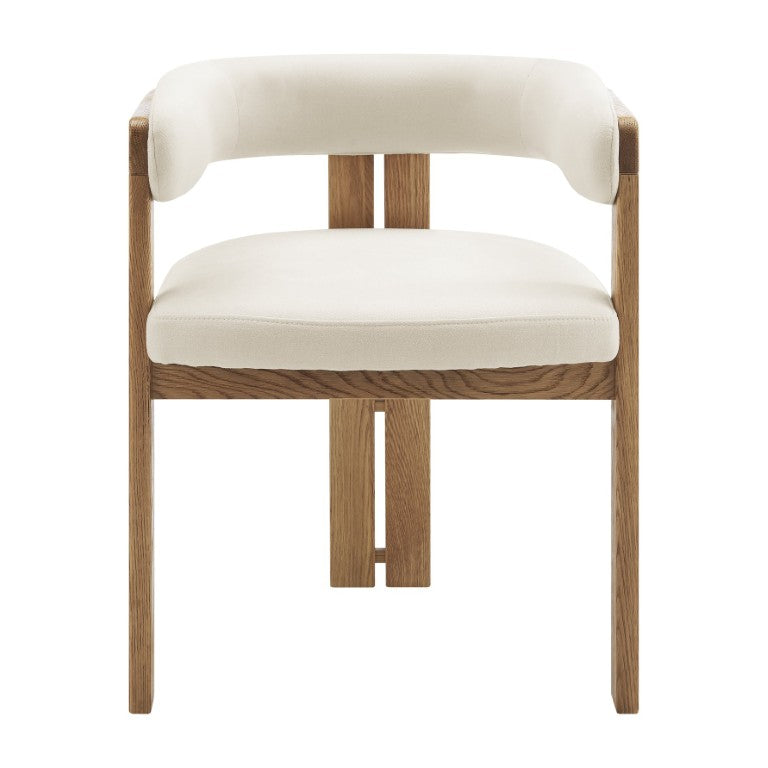 EuroStyle Blixa Solid Oak Accent Chair with Beige Upholstery for Modern Living Spaces Natural/Beige 39244-NAT
