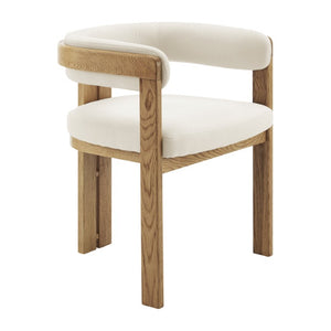 EuroStyle Blixa Solid Oak Accent Chair with Beige Upholstery for Modern Living Spaces Natural/Beige 39244-NAT