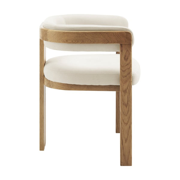 EuroStyle Blixa Solid Oak Accent Chair with Beige Upholstery for Modern Living Spaces Natural/Beige 39244-NAT
